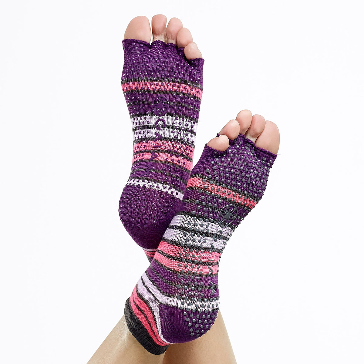 GAIAM SKARPETKI ANTYPOŚLIZGOWE BEZ PALCÓW FIOLETOWE S/M 62656