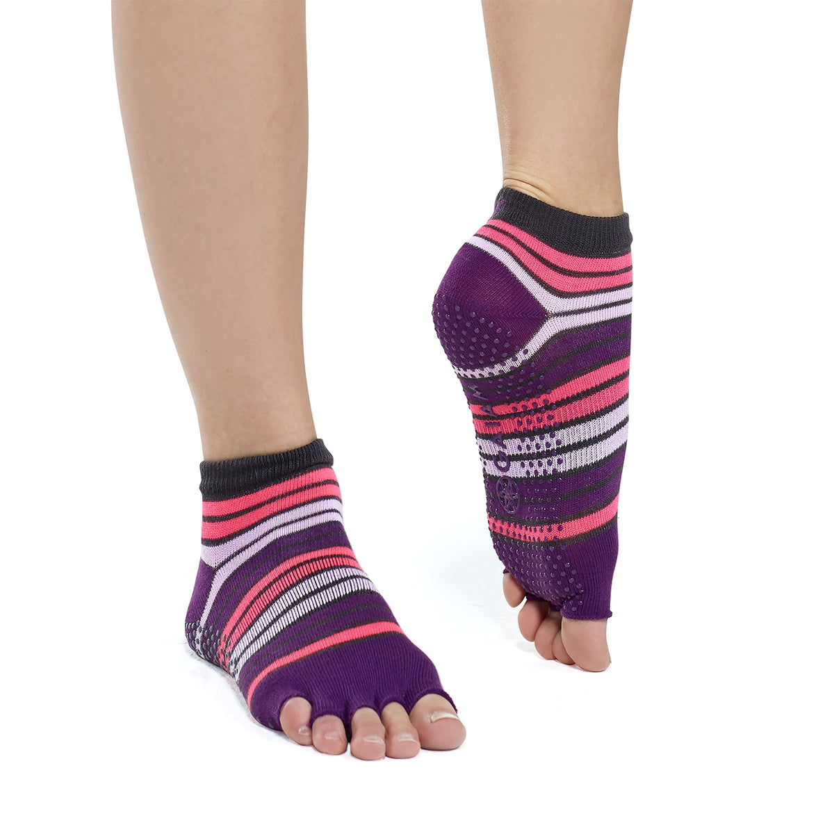 GAIAM SKARPETKI ANTYPOŚLIZGOWE BEZ PALCÓW FIOLETOWE S/M 62656