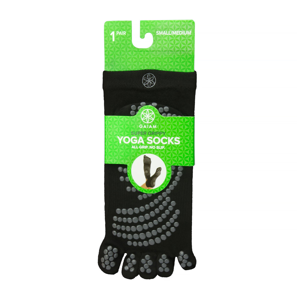 GAIAM SKARPETKI ANTYPOŚLIZGOWE CZARNE M/L 52204