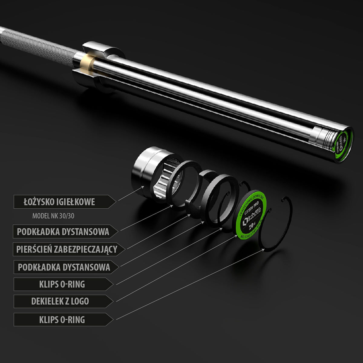 GOP220 PRO + ZG1000R ZACISKI LOCK GRYF PROSTY OLIMPIJSKI 20KG 2200MM HMS