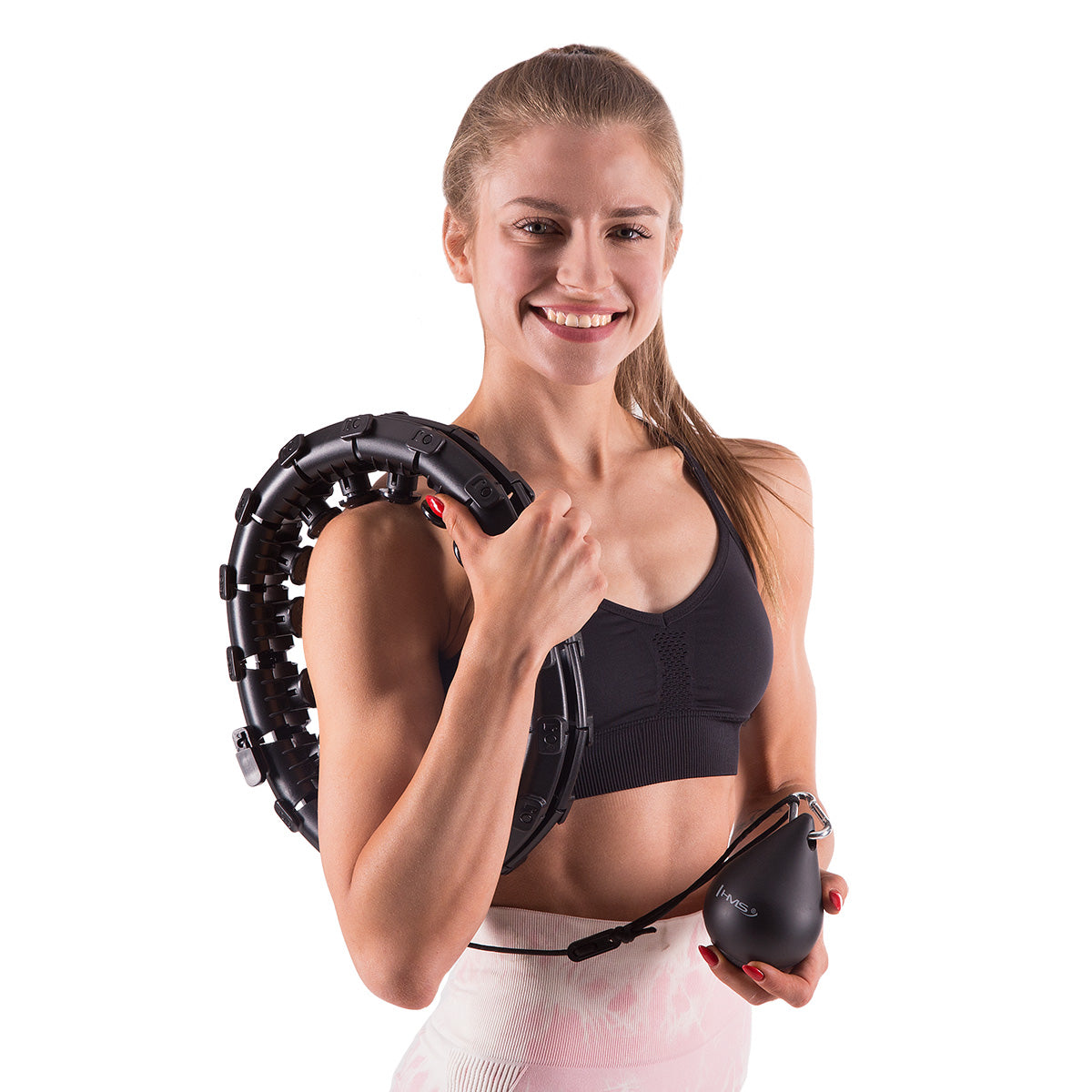 HMS HHW01 Black Hula Hop z wypustkami i obciążnikiem