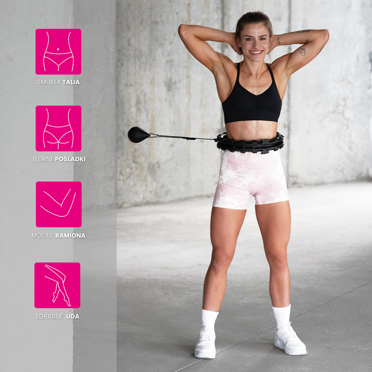 HMS HHW01 Black Hula Hop z wypustkami i obciążnikiem