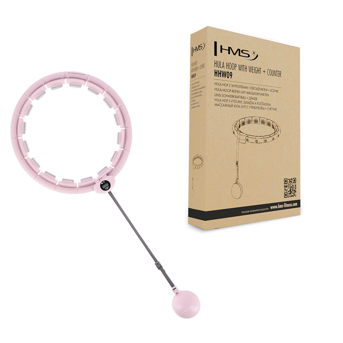 HMS HHW09 Pink Hula Hop z wypustkami i obciążnikiem + licznik