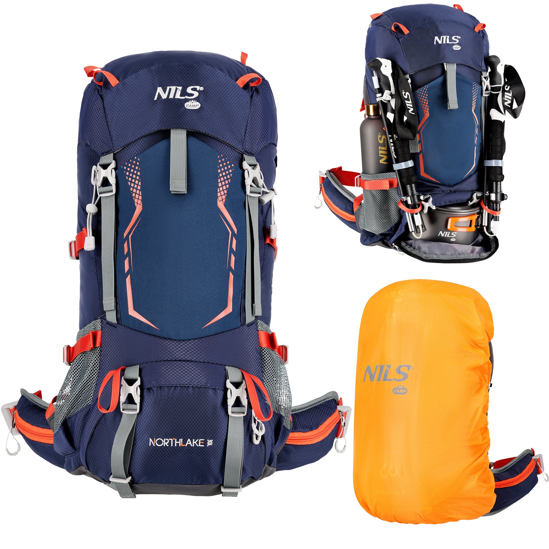 NC1993 NORTHLAKE TMAVĚ MODRÝ TURISTICKÝ BATOH 30L + 10 L NILS CAMP