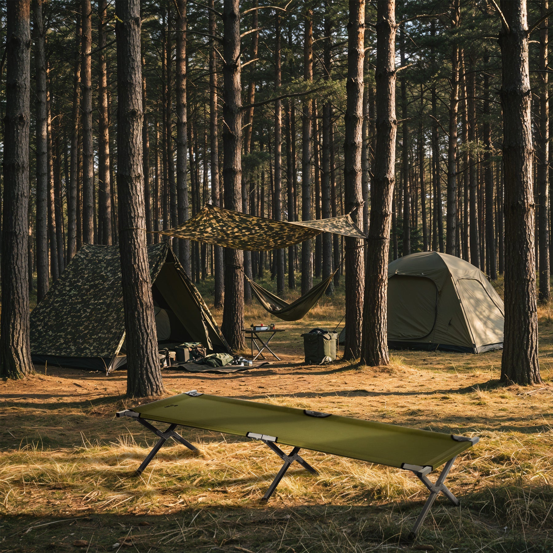 NC2756 FOLDABLE CAMP BED GREEN 200 CM NILS CAMP