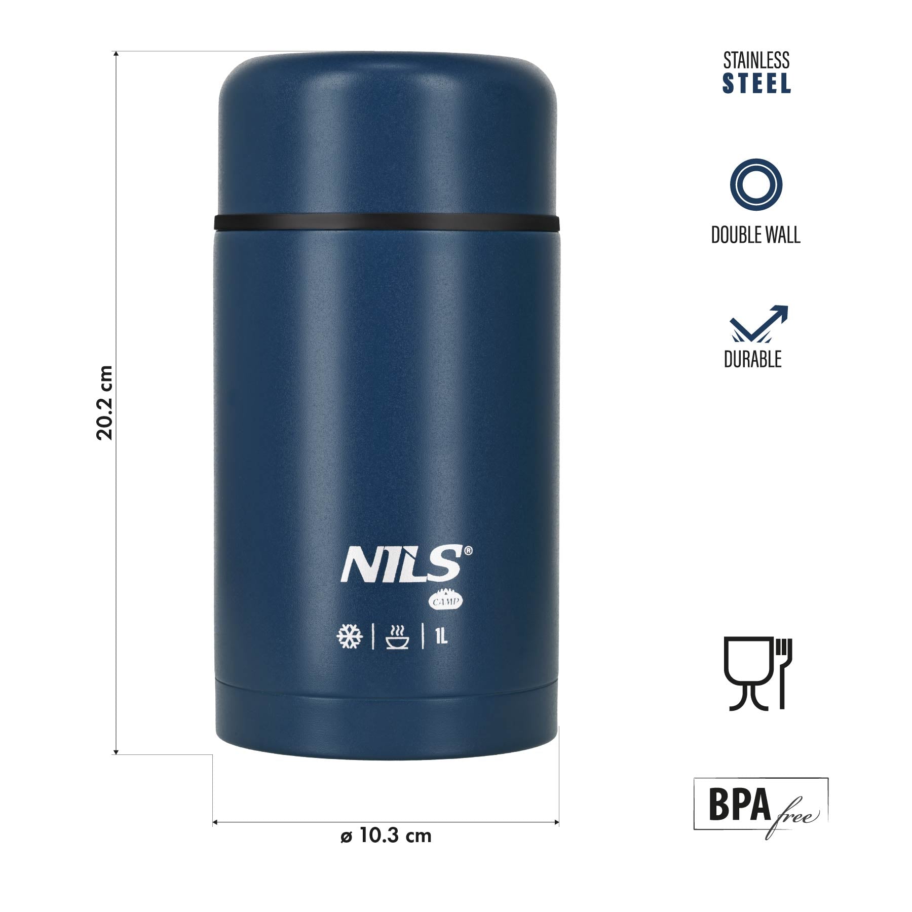 NC3802 TERMOS OBIADOWY 1000ML NIEBIESKI NILS CAMP