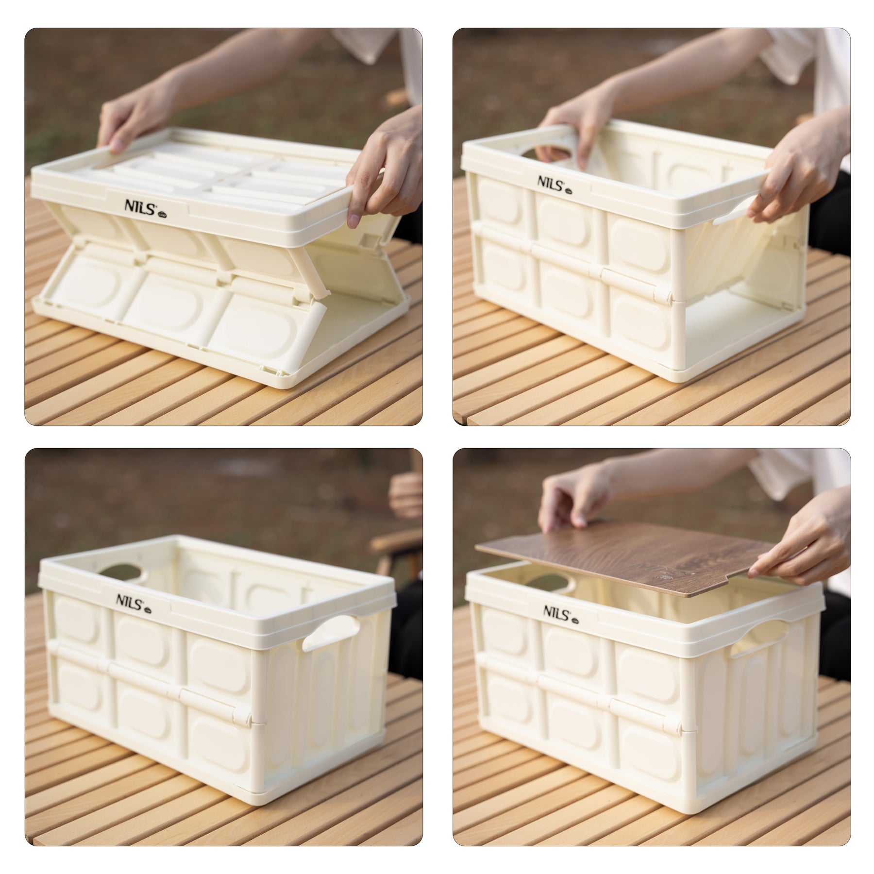 NCB4007 FOLDABLE CAMPING BOX WHITE WITH TABLE FUNCTION 2IN1 15L NILS CAMP