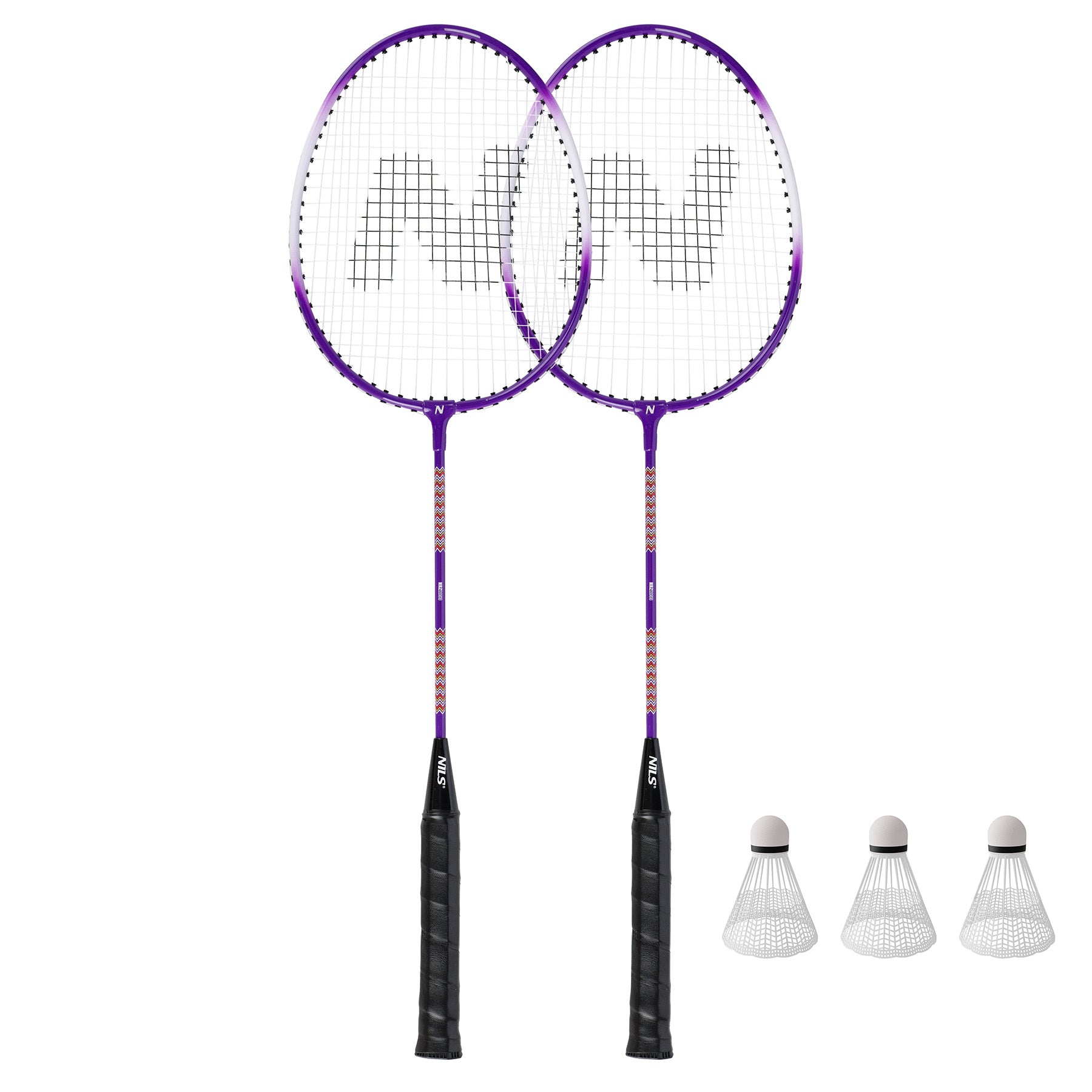 NRZ2053 ALUMINUM / BADMINTON SET 2 RACKETS + 3 SHUTTLES + NILS COVER