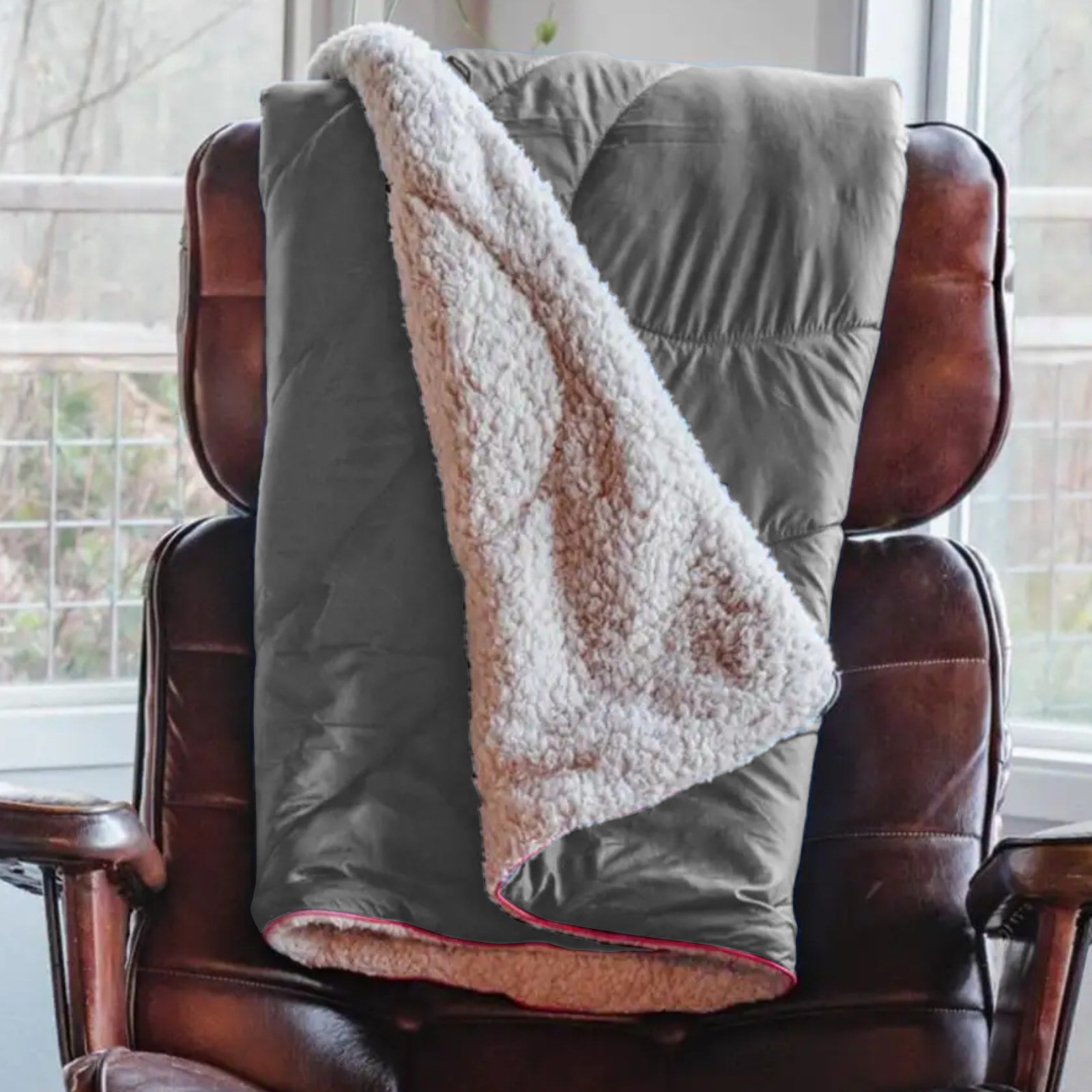 Měkká kempingová deka OFFLANDER šedá 200 x 140