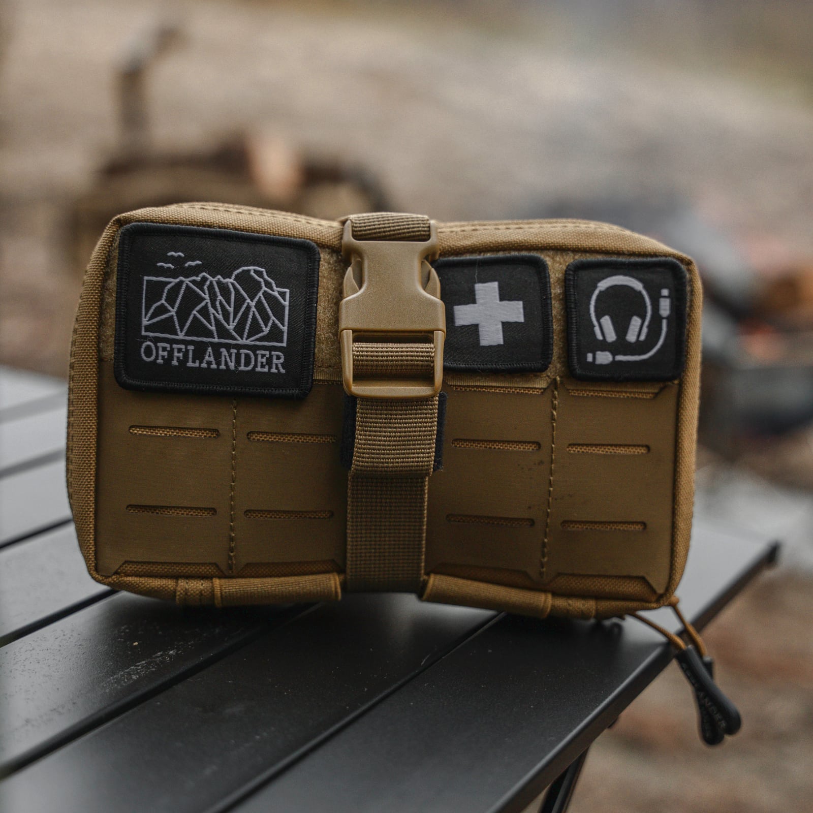 Taktická brašna Offlander MOLLE se suchým zipem pro powerbanku a kabely, khaki