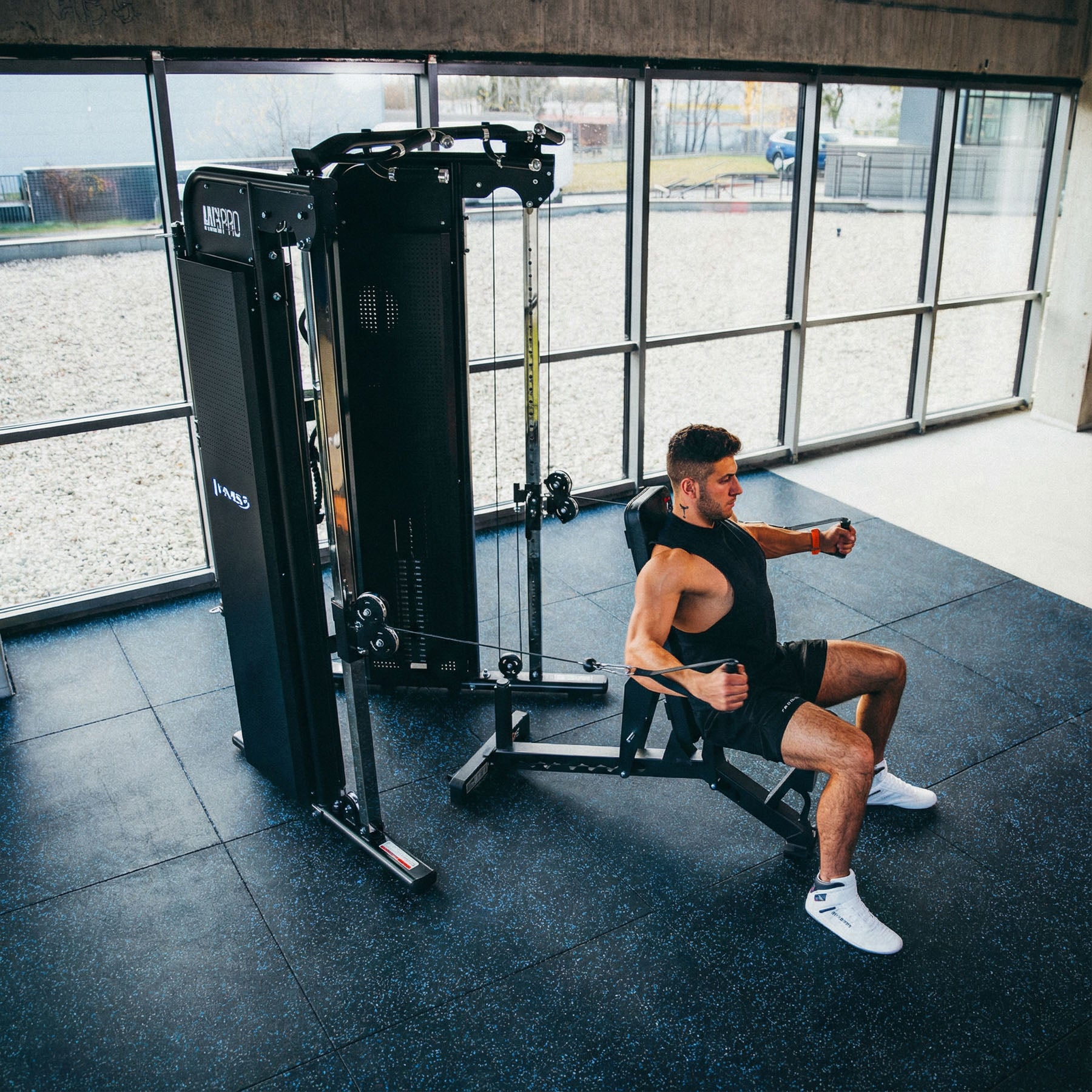 POS15 PODŁOGA GUMOWA POD SPRZĘT FITNESS BLACK/BLUE II GATUNEK