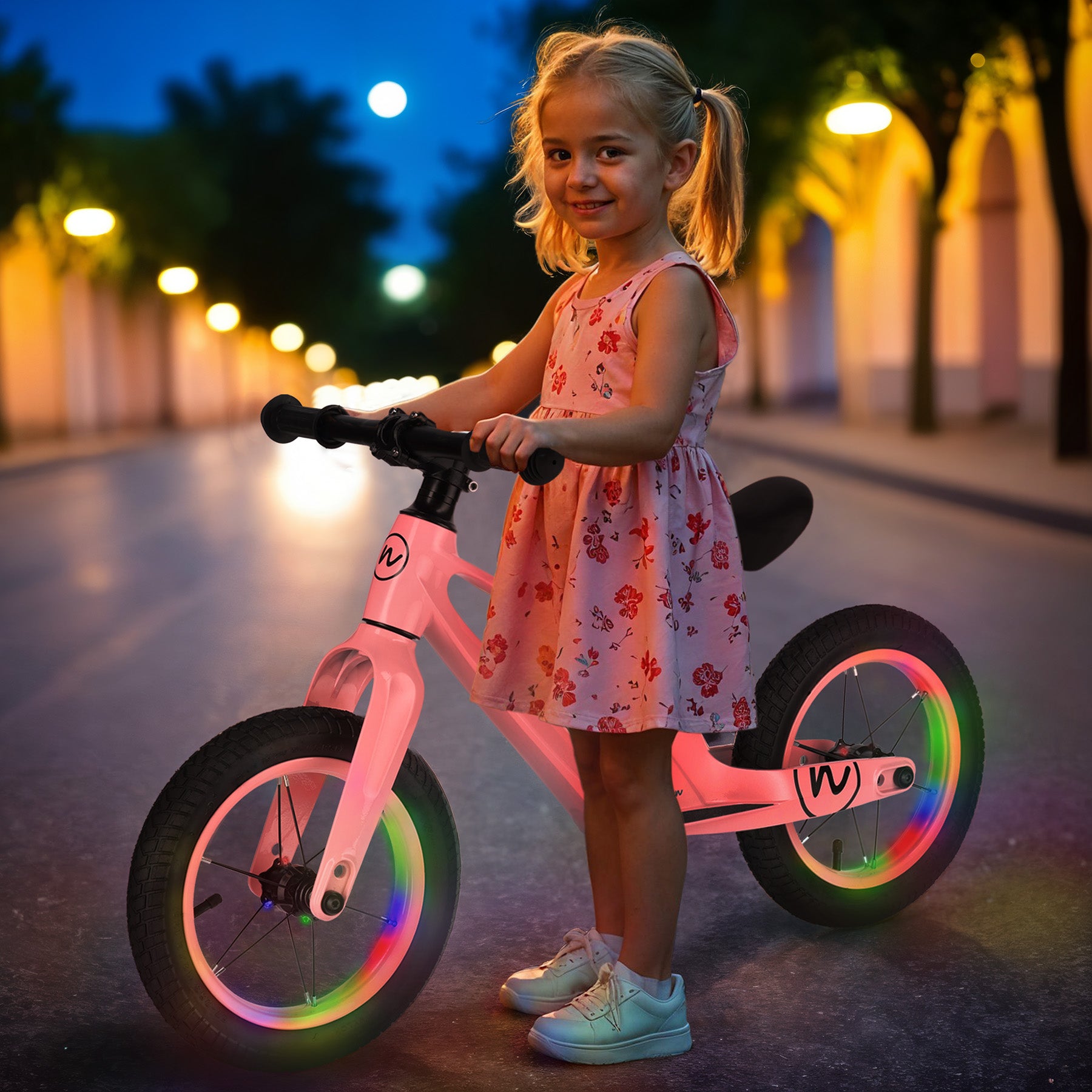 RB901 LED odrážedlo 12'' nafukovací kola růžová NILS FUN