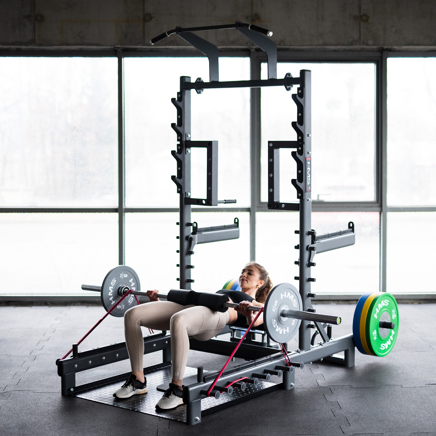 SMP01 MULTIFUNCTIONAL STAND WITH WEIGHT LIFTING PLATFORM AND HIP THRUST COMMERCIAL HMS