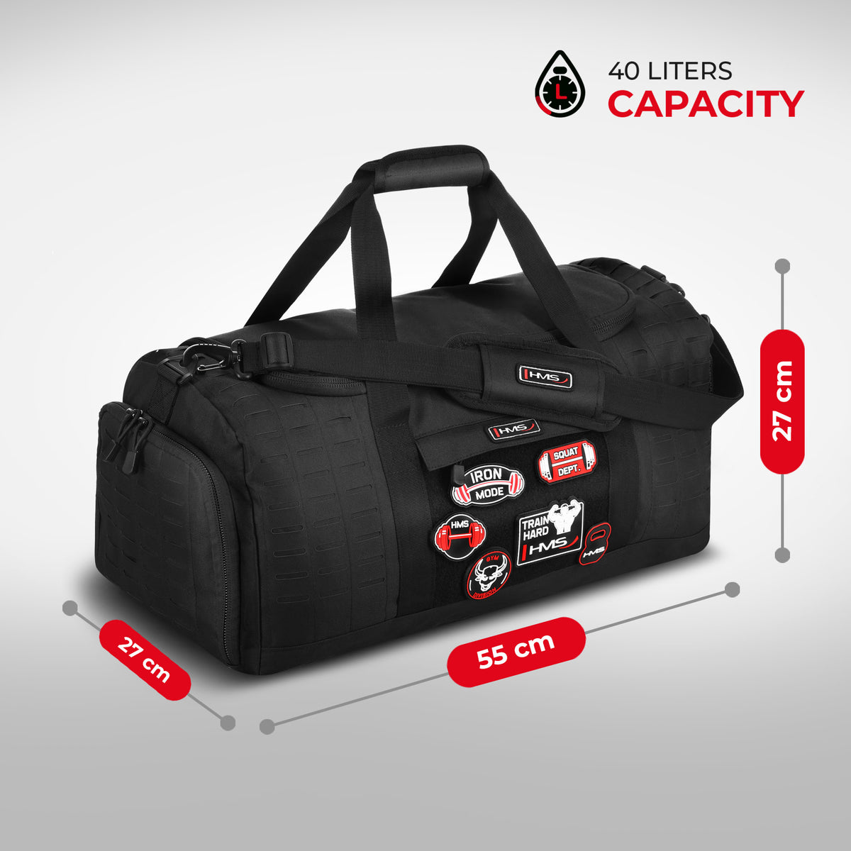 TNS01 TORBA NA SIŁOWNIE MILITARNA CZARNA 40L HMS