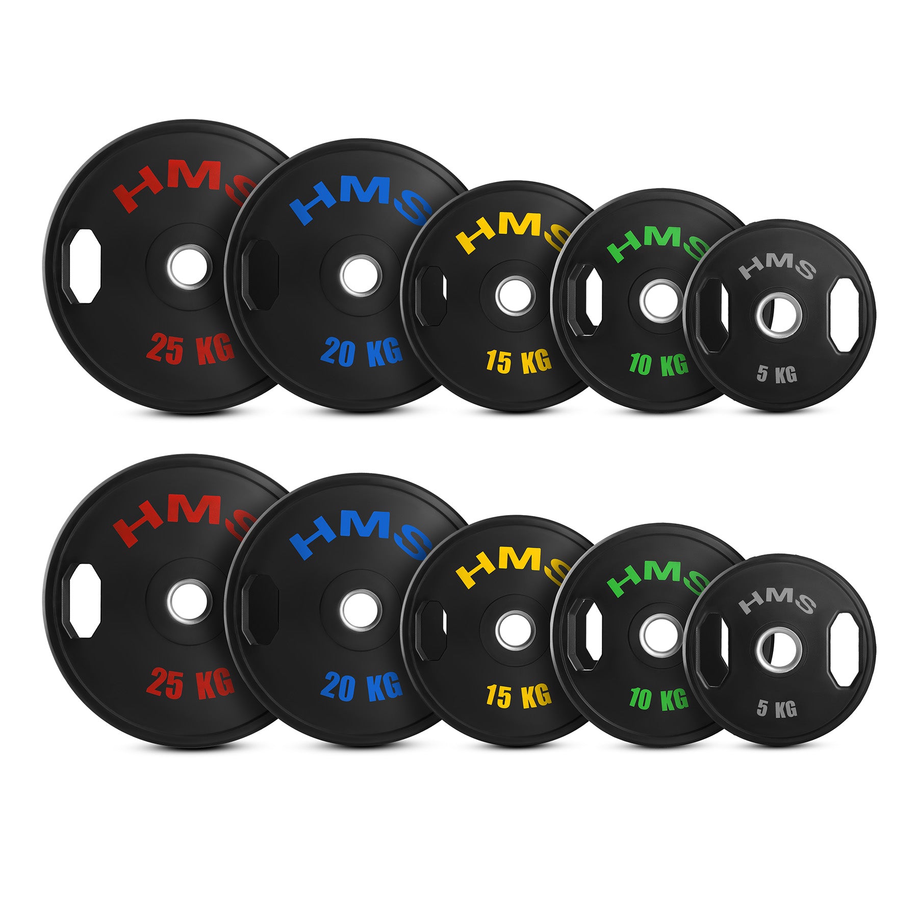 TOG ZESTAW TALERZY OLIMPIJSKICH OGUMOWANYCH 2 x 5 - 25 KG (150 KG) HMS