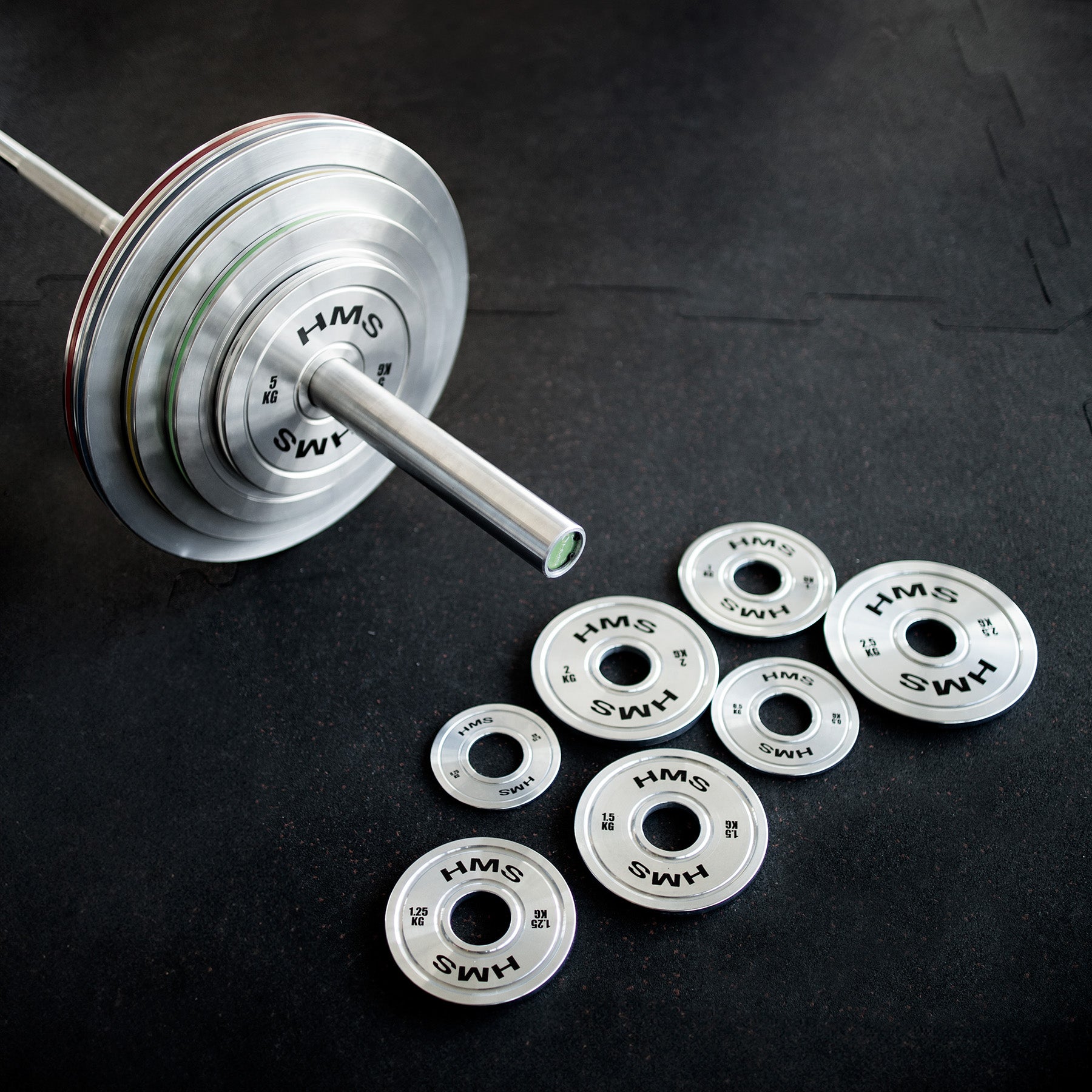 TOS OLYMPIC STEEL CALIBRATED PLATE SET 2 x 1.5 - 5.0 KG (22 KG) HMS