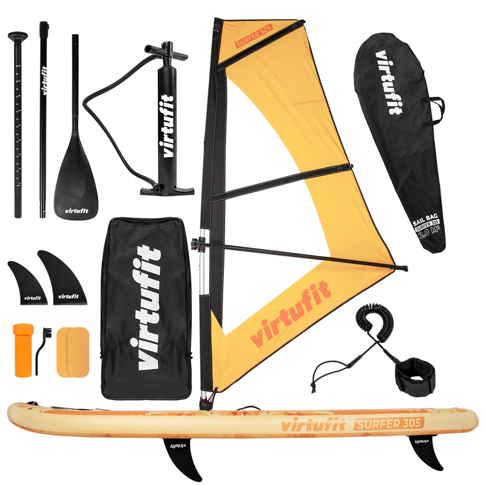 VIRTUFIT DESKA SUP SURFER 305 Z ŻAGLEM I AKCESORIAMI POMARAŃCZOWY