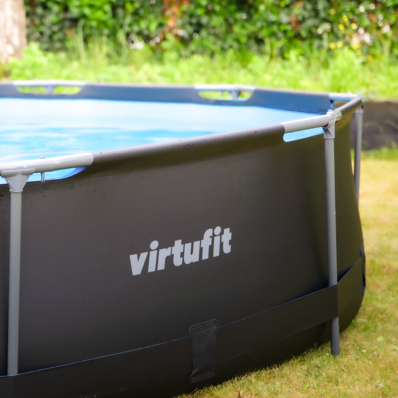 VIRTUFIT OKRĄGŁY BASEN 244 CM Z POMPĄ FILTRUJĄCĄ ANTRACYTOWY