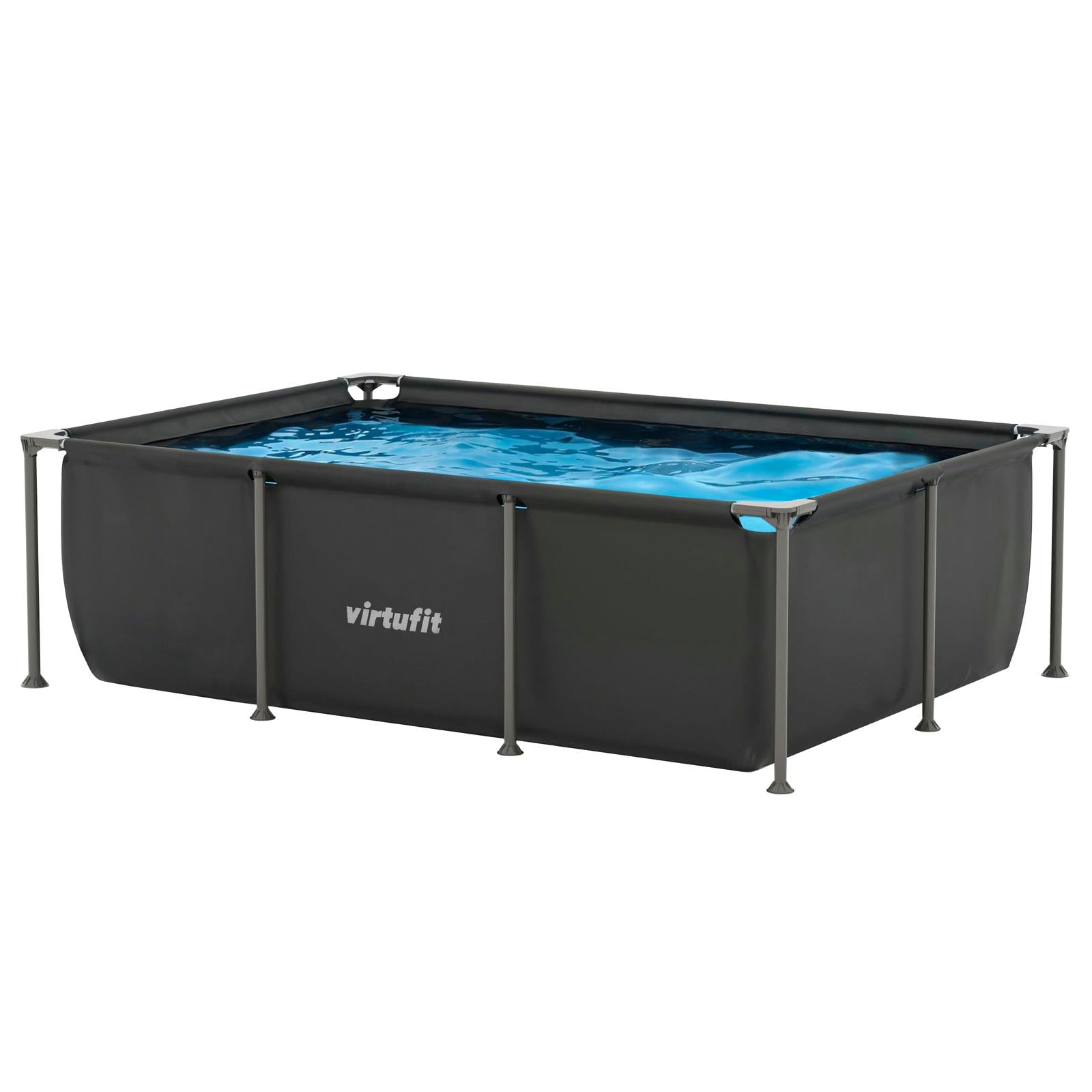 VIRTUFIT PROSTOKĄTNY BASEN 260 x 180 CM Z POMPĄ FILTRUJĄCĄ ANTRACYTOWY