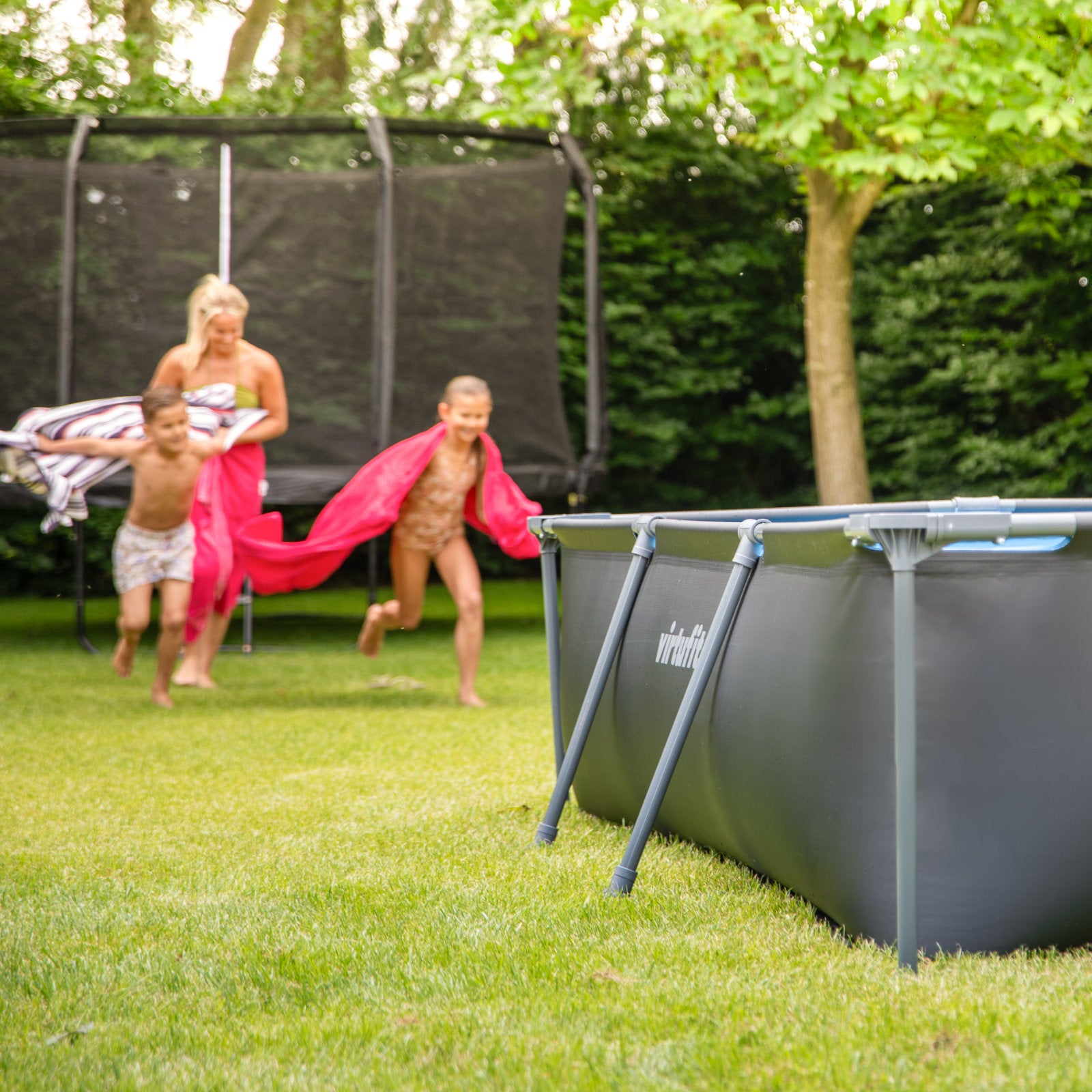 VIRTUFIT PROSTOKĄTNY BASEN 260 x 180 CM Z POMPĄ FILTRUJĄCĄ ANTRACYTOWY