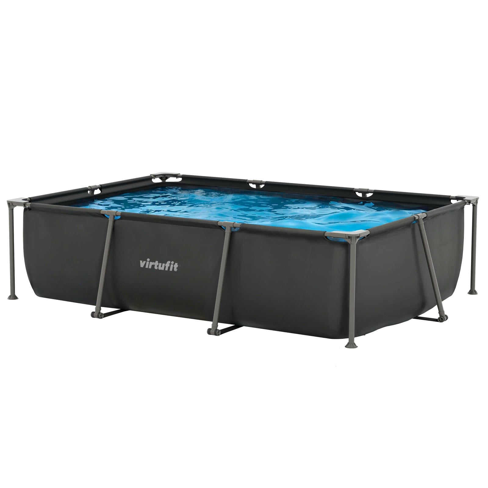 VIRTUFIT PROSTOKĄTNY BASEN 300 x 210 CM Z POMPĄ FILTRUJĄCĄ ANTRACYTOWY