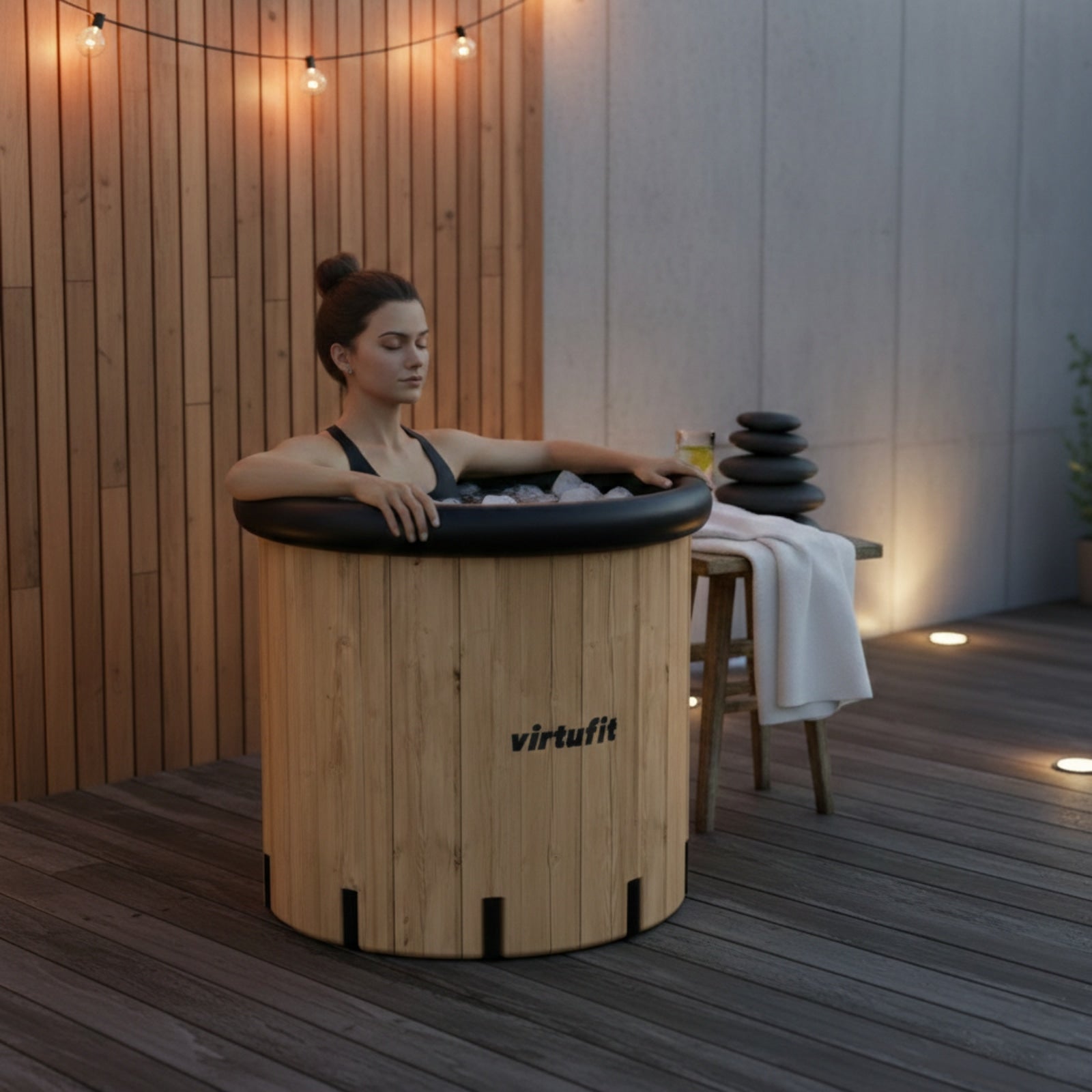 VIRTUFIT WANNA LODOWA XXL 375 LITRÓW WOOD LOOK Z AKCESORIAMI