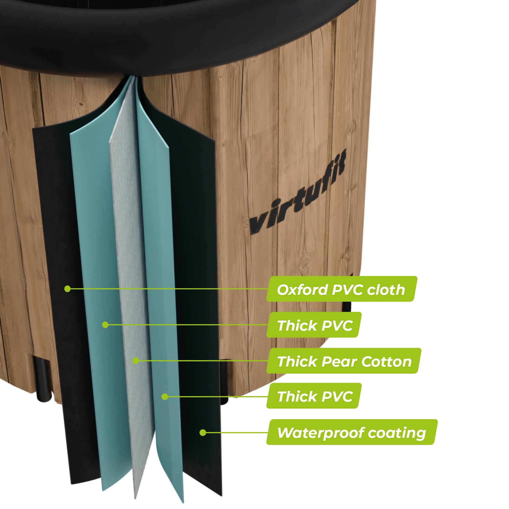 VIRTUFIT WANNA LODOWA XXL 375 LITRÓW WOOD LOOK Z AKCESORIAMI