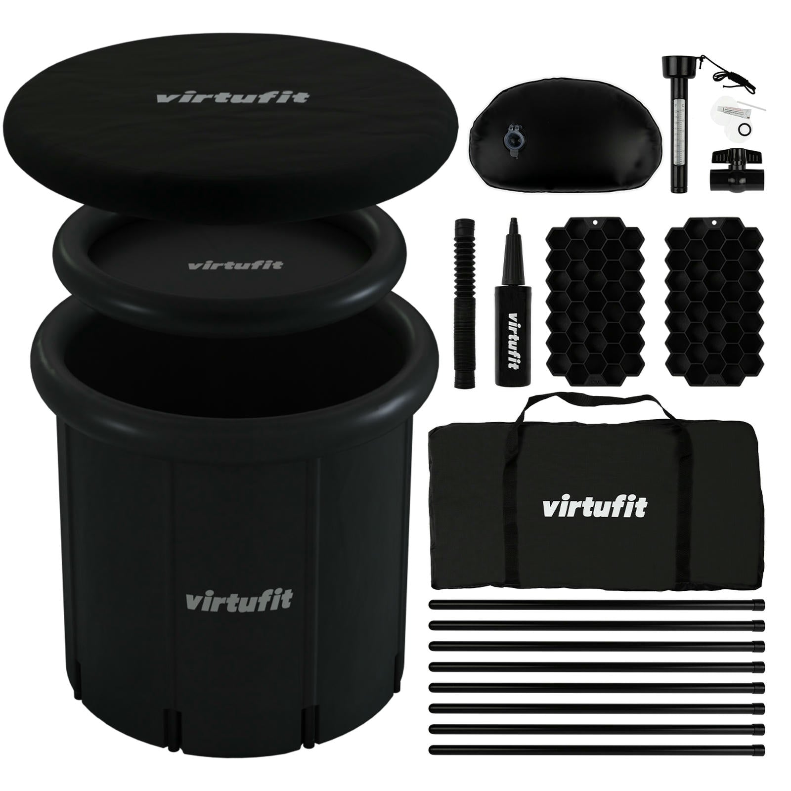 VIRTUFIT WANNA LODOWA XXL 375 LITRÓW ANTRACYT Z AKCESORIAMI