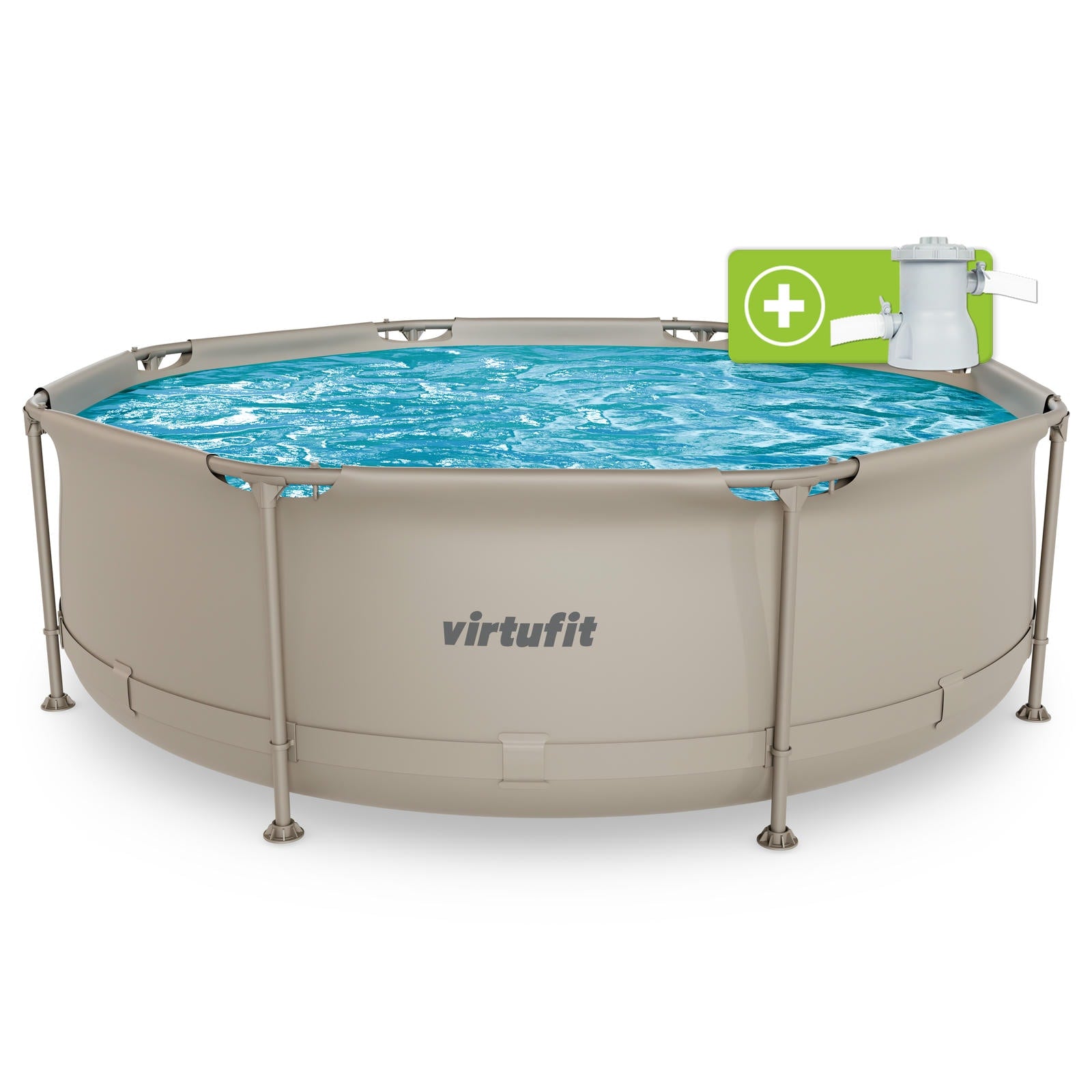 VIRTUFIT OKRĄGŁY BASEN 244 CM Z POMPĄ FILTRUJĄCĄ BEŻOWY