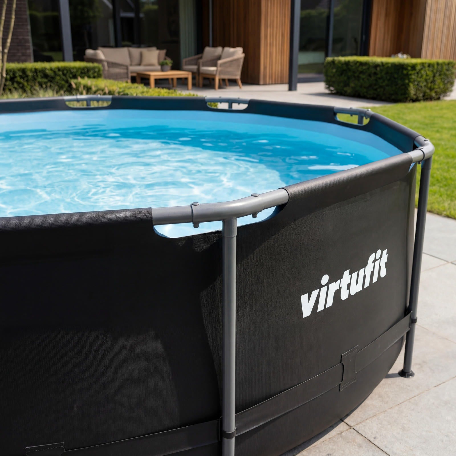 VIRTUFIT OKRĄGŁY BASEN 366 CM Z POMPĄ FILTRUJĄCĄ ANTRACYTOWY