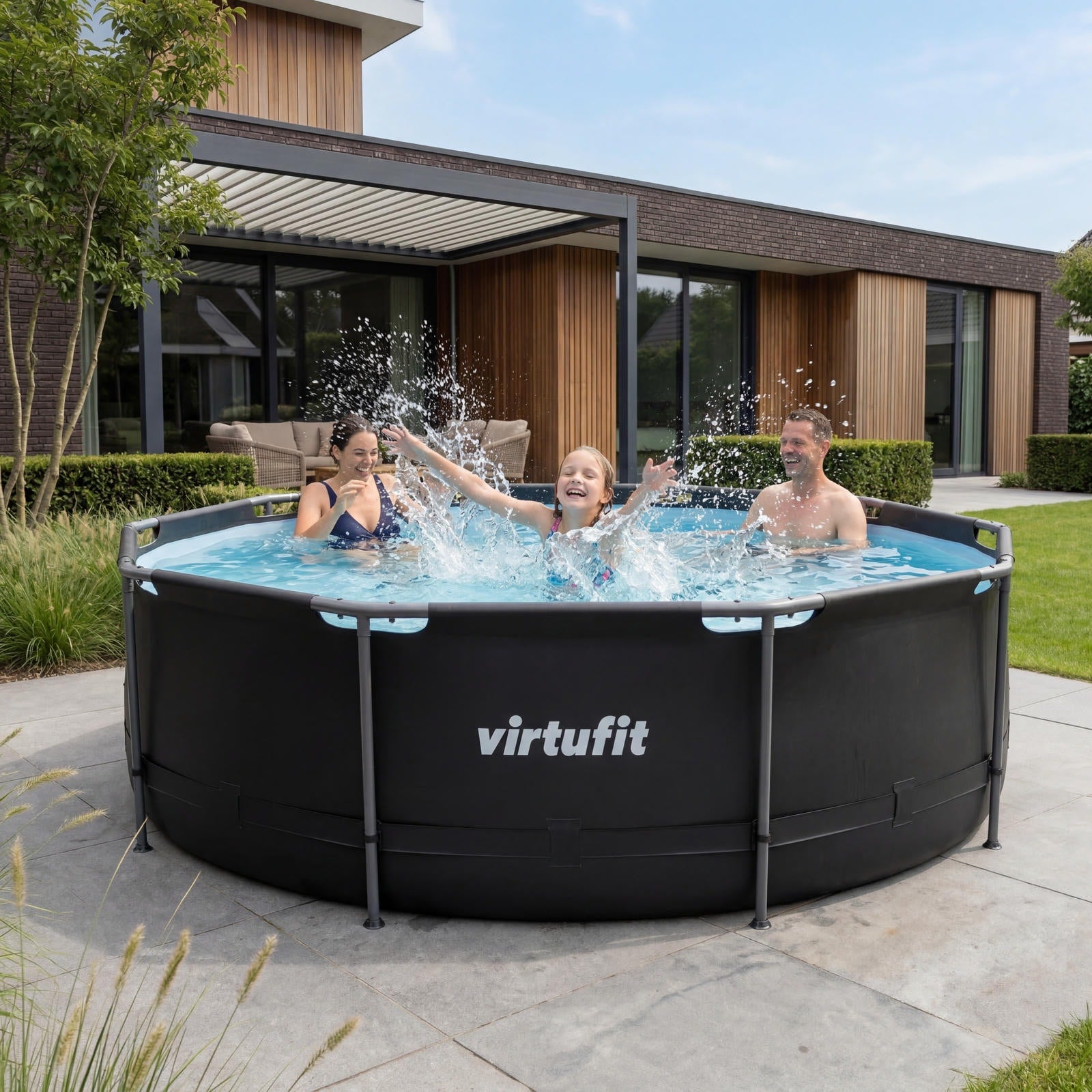 VIRTUFIT OKRĄGŁY BASEN 366 CM Z POMPĄ FILTRUJĄCĄ ANTRACYTOWY