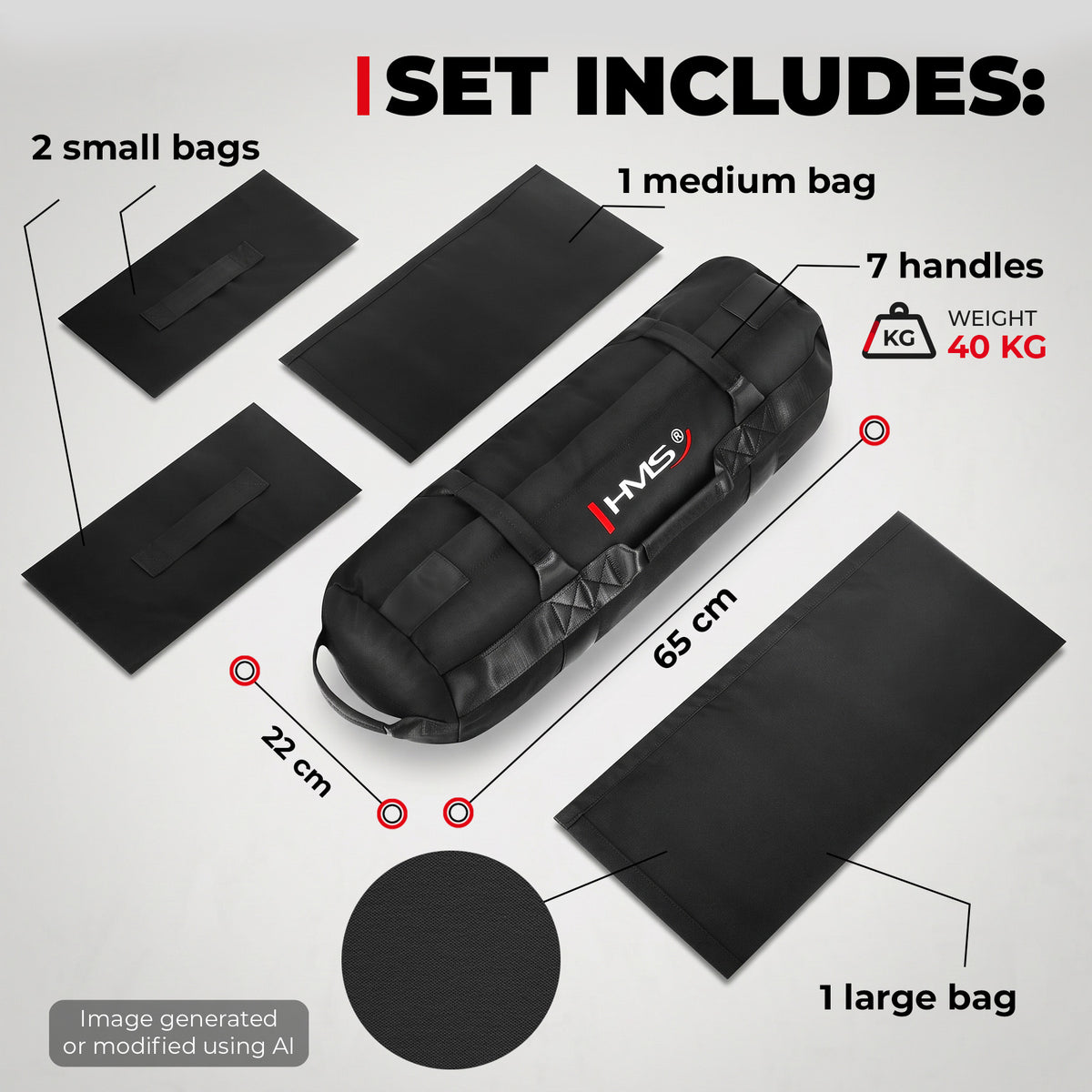WSW40 SANDBAG WOREK TRENINGOWY DO WYPEŁNIENIA 40 KG HMS