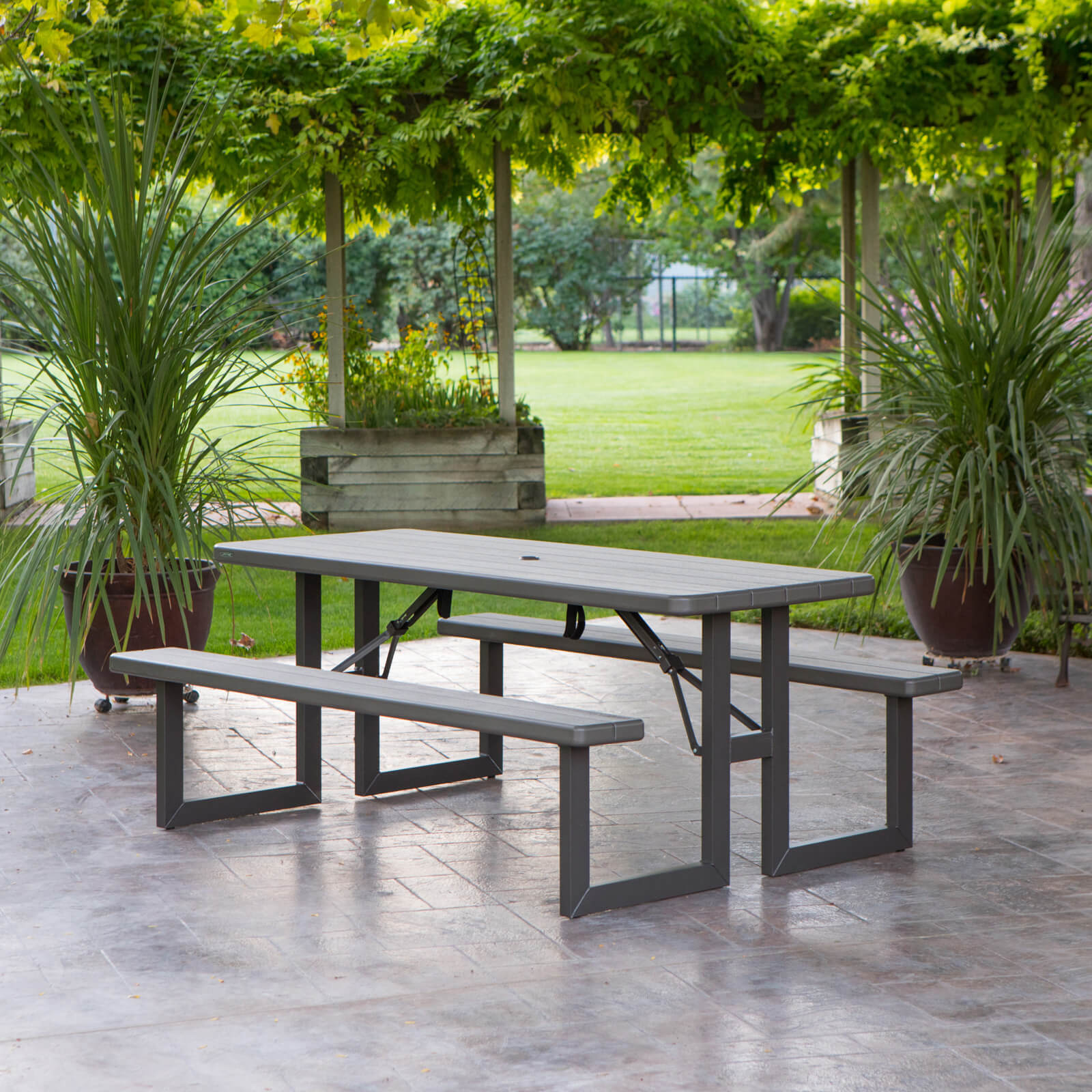 LIFETIME GARDEN SET TABLE AND TWO BENCHES 183 CM 60264