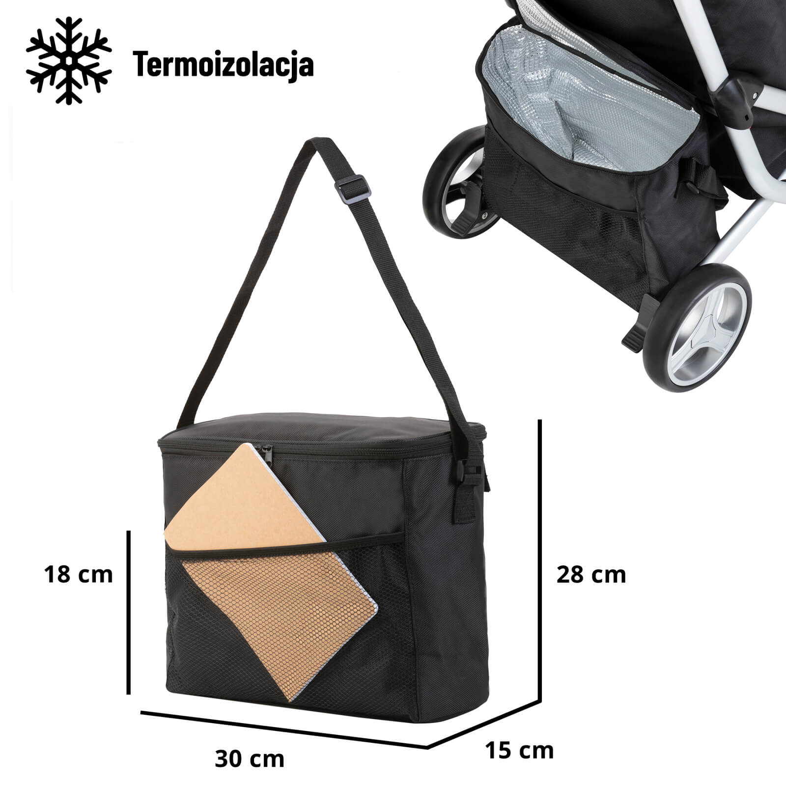 CRUISER THREE-WHEEL SHOPPING TROLLEY BLACK 604349