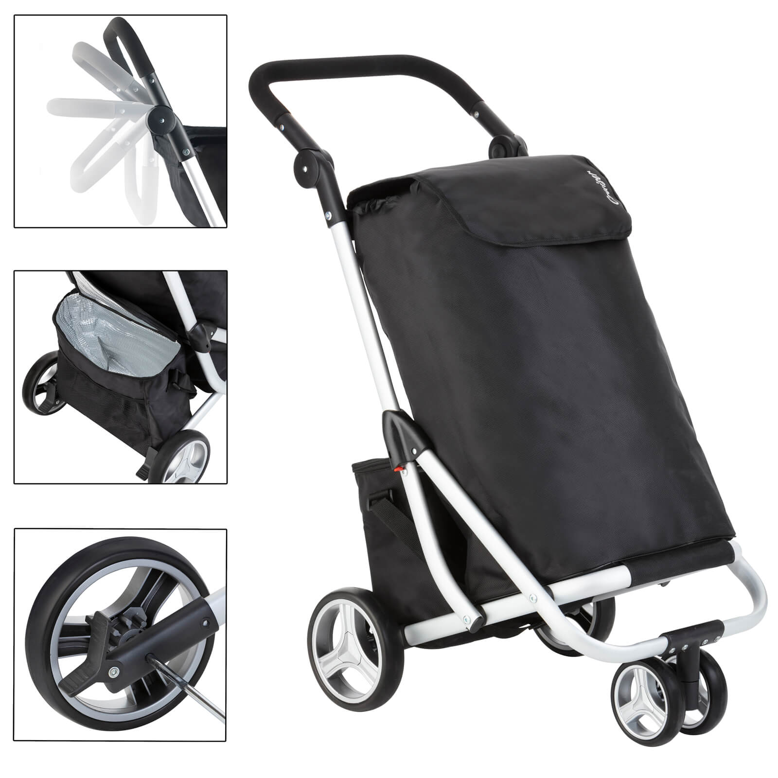 CRUISER THREE-WHEEL SHOPPING TROLLEY BLACK 604349