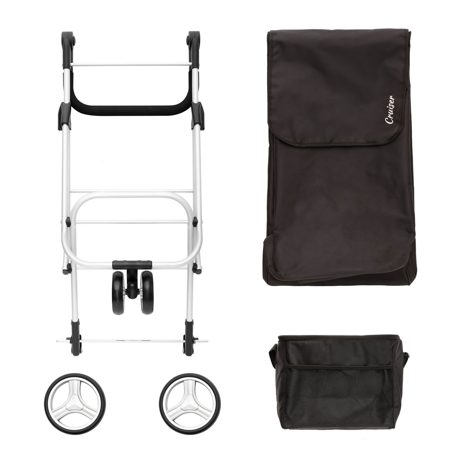 CRUISER THREE-WHEEL SHOPPING TROLLEY BLACK 604349
