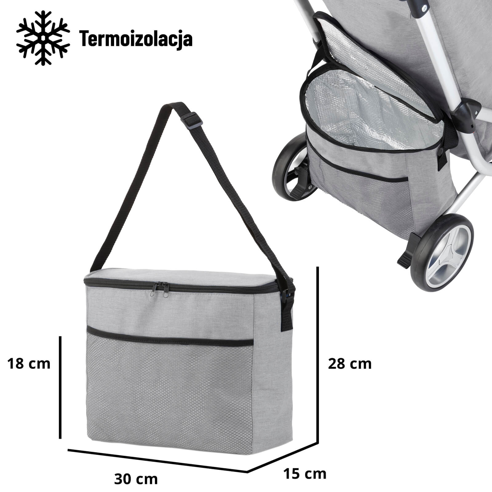 CRUISER THREE-WHEEL SHOPPING TROLLEY GREY 604362