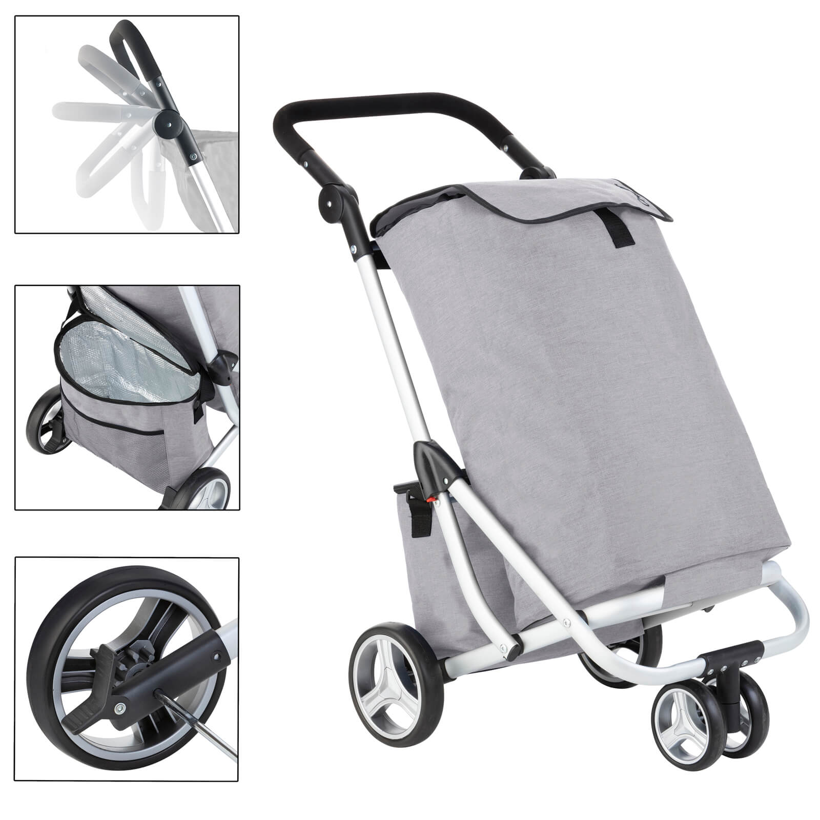 CRUISER THREE-WHEEL SHOPPING TROLLEY GREY 604362