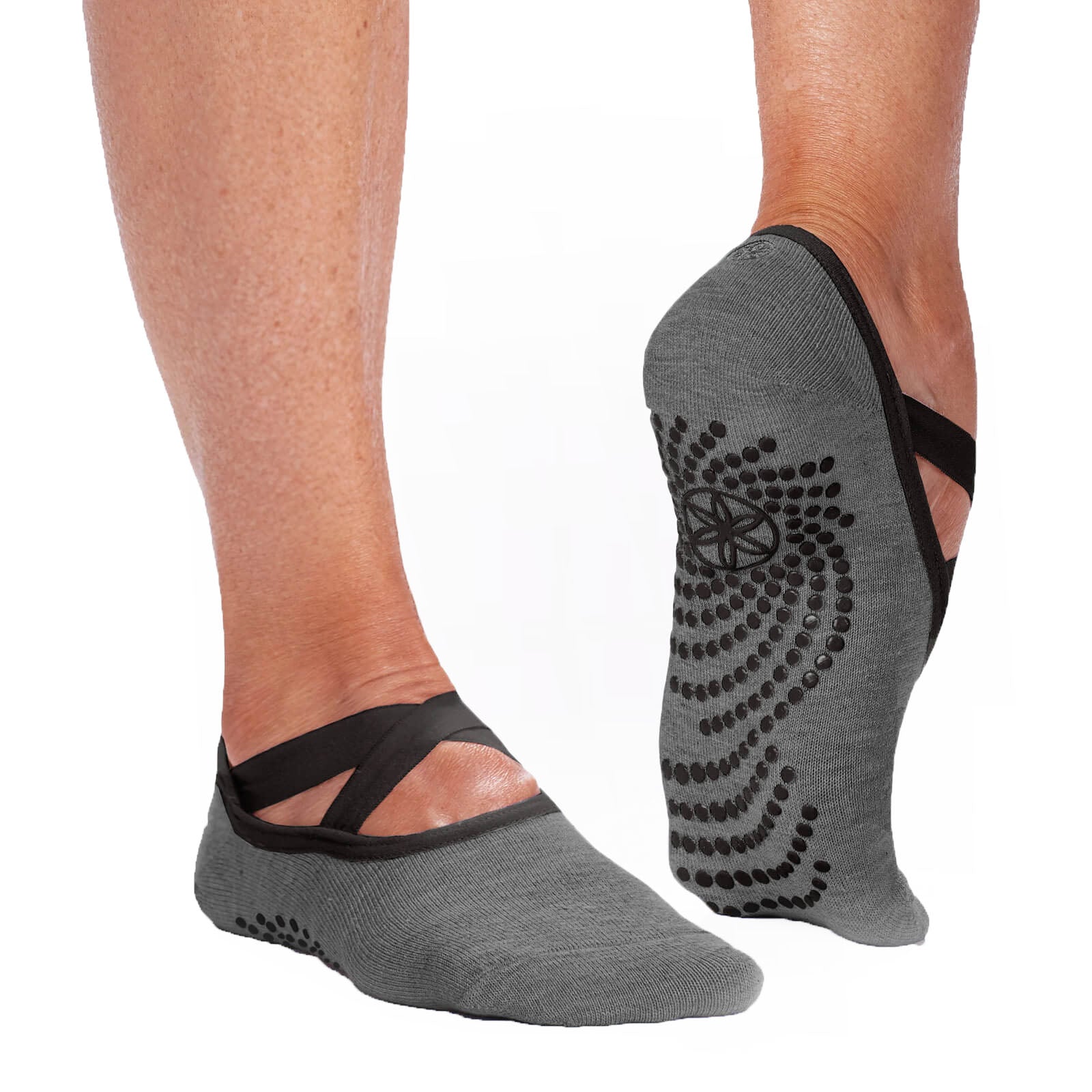 GAIAM SKARPETKI ANTYPOŚLIZGOWE DO JOGI GRAFITOWE DWUPAK 63709