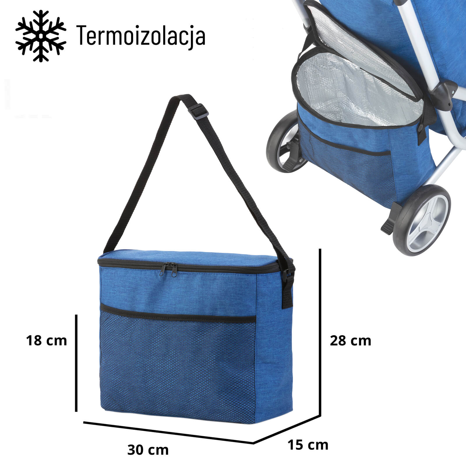 CRUISER THREE-WHEEL SHOPPING TROLLEY BLUE 650062