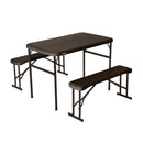 LIFETIME ZESTAW OGRODOWY STÓŁ I DWIE ŁAWKI (BRĄZOWY) 106 CM 80424