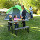 LIFETIME ZESTAW OGRODOWY STÓŁ I DWIE ŁAWKI (BRĄZOWY) 106 CM 80424