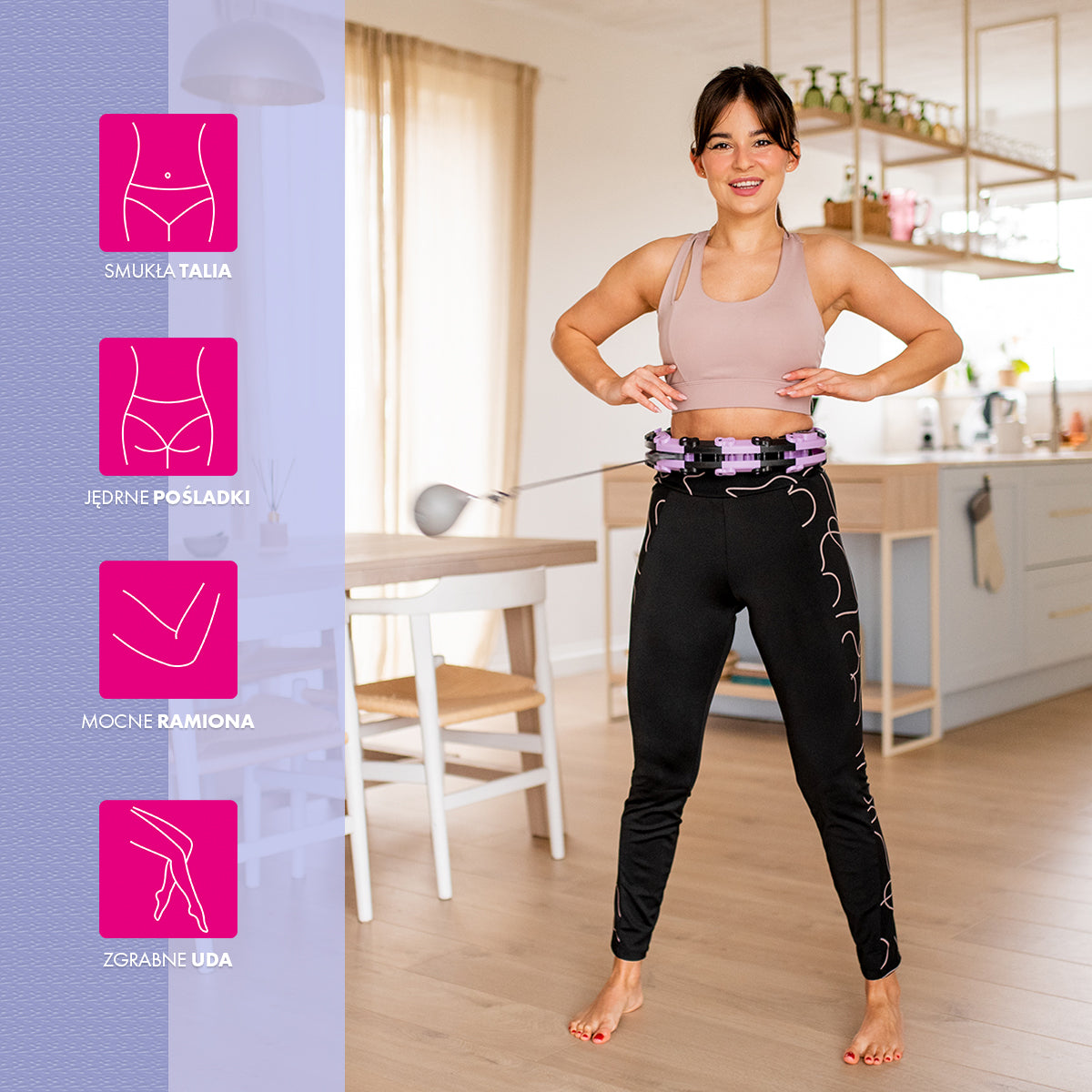 FH03 VIOLET/BLACK HULA HOP Z OBCIĄŻNIKIEM I LICZNIKIEM STOCK