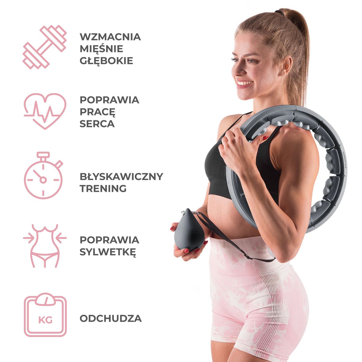 Hula Hop z wypustkami i obciążnikiem HMS HHW06 BLACK