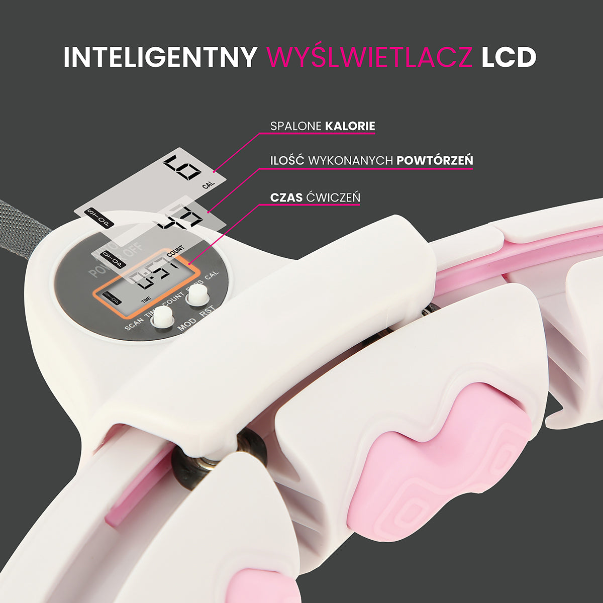 Hula Hop z wypustkami i obciążnikiem HMS HHW06 PINK