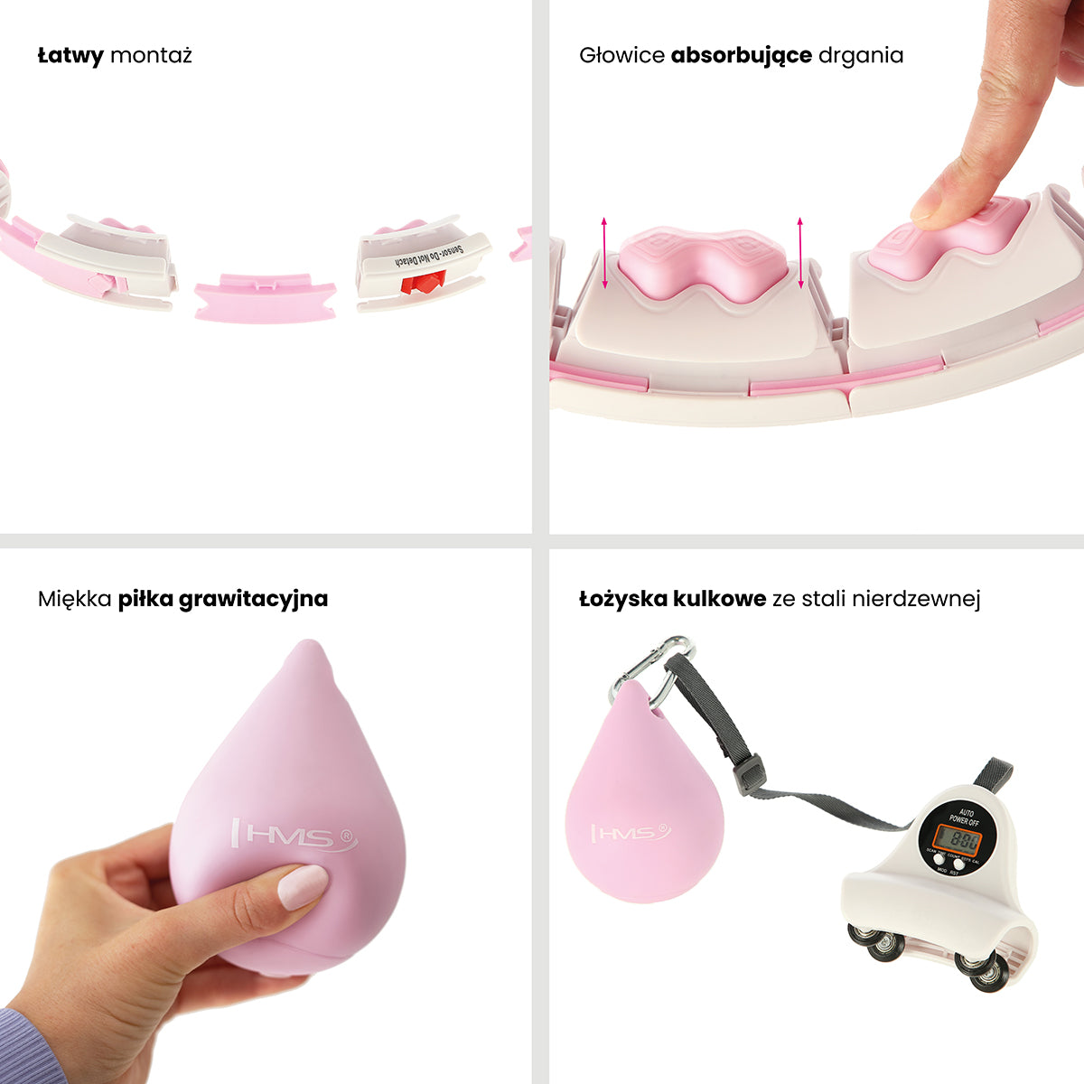 Hula Hop z wypustkami i obciążnikiem HMS HHW06 PINK