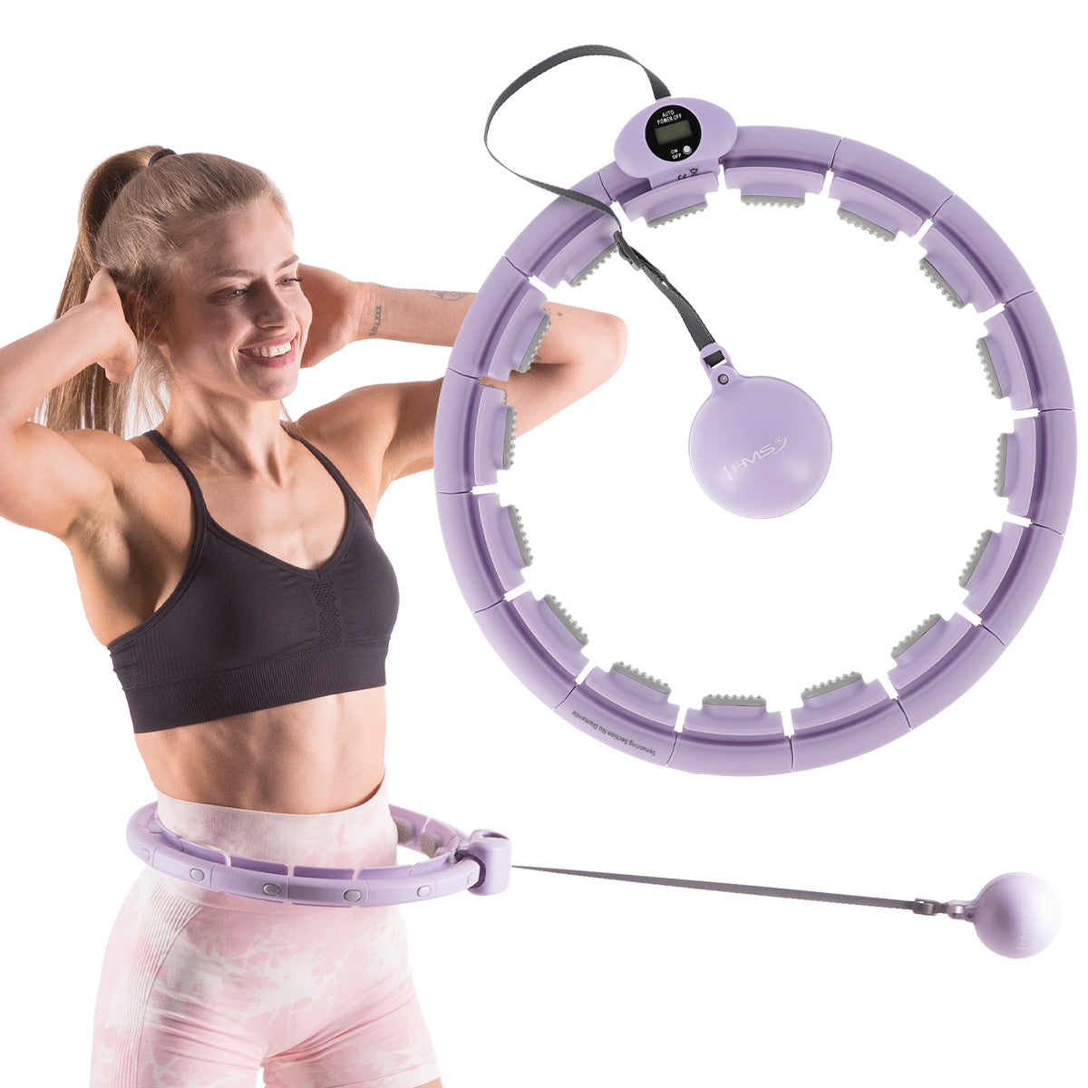 HMS HHW09 Violet Hula Hop z wypustkami i obciążnikiem + licznik