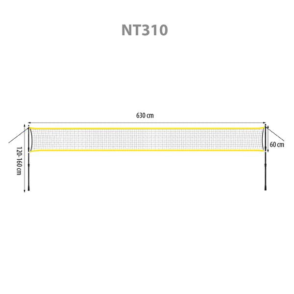NT310 BADMINTON NET TELESCOPIC POSTS 600x60cm + FULL COVER NILS