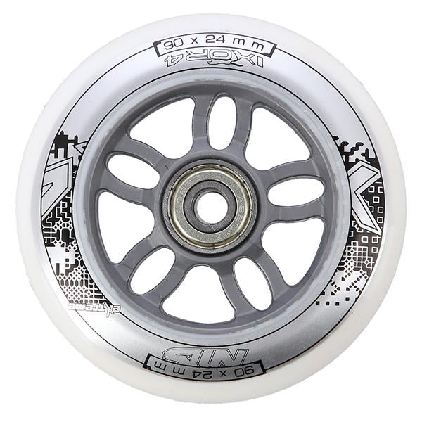 PU 90x24 82A WHITE (4 pcs.) + ABEC-7 CHROME (8 pcs.) NILS EXTREME SET