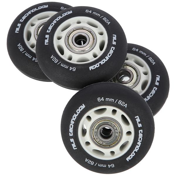PU 64x24 82A ČERNÁ MATNÁ (4 ks) + ABEC-9 (8 ks) NILS EXTREME SET
